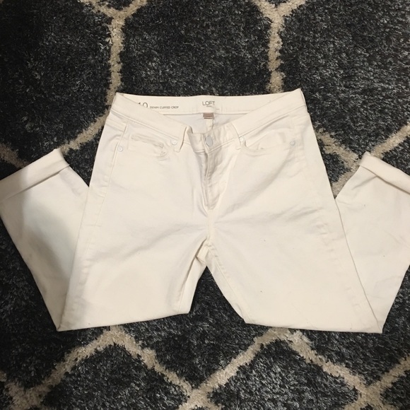 Loft Outlet White Cuffed Cropped Jeans - Picture 2 of 7